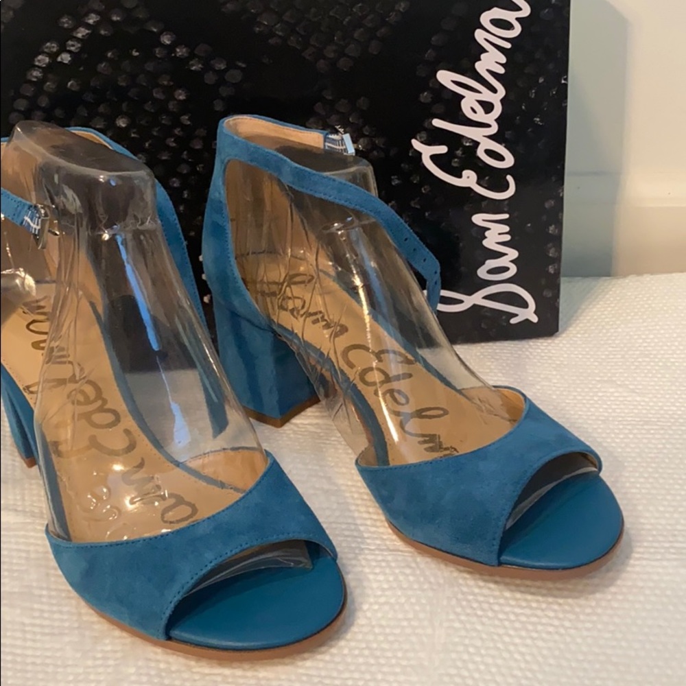 Sam Edelman Susie Heeled Sandal, Aqua Suede, 7.5M